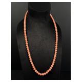 14K Gold Angle Skin Coral Bead Necklace