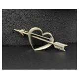 Mid Century Beau Sterling Silver Heart Brooch
