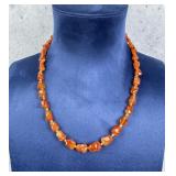 Sterling Silver Baltic Amber Nugget Necklace