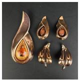 Matisse Copper Enamel Brooch and Earrings