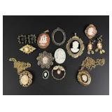 Collection of Costume Jewelry Cameos