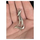 Taxco Mexico Sterling Silver Fox Brooch