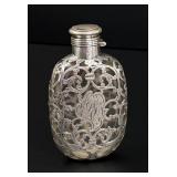 Victorian Sterling Silver Overlay Flask