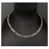 Large Sterling Silver Figaro Chain Necklace