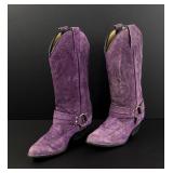 Vintage Clicks Purple Suede Cowgirl Boots