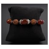 Sterling Silver Glass Bead Rudrashka Mala Bracelet