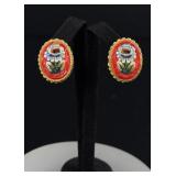 Micro Mosaic Italian Floral Earrings