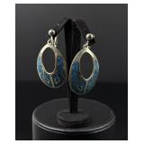 Alpaca Silver Chip Inlaid Earrings