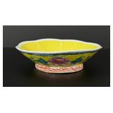 Chinese Famille Rose Porcelain Yellow Bowl