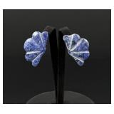 Lapis Lazuli Fan Clip On Earrings