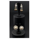 St John and Coro Rhinestone Costume Earrings