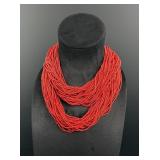 Multistrand Red Glass African Trade Bead Necklaces