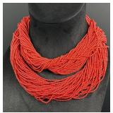 Red Glass African Trade Bead Necklaces