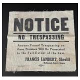 Oregon Cloth No Tresspassing Sign