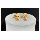 Japanese Sterling Silver Oni Noh Mask Cufflinks