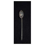 Italian Sterling Silver Micro Mosaic Stick Pin