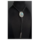 Thomas Singer Navajo Sterling Turquoise Bolo Tie