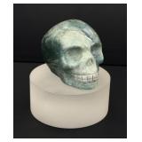 Green Zebra Agate Skull Carving