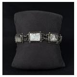 Sterling Silver Mother of Pearl Cameo Bracelet