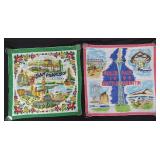Pair of Vintage Silk Souvenir Scarves Bandanas