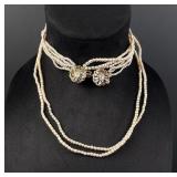 Miriam Haskell Faux Pearl and Rhinestone Necklaces