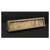 1920s Brass and Wood Office Name Plate Stand