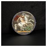 Sterling Silver and Enamel Saint George Brooch