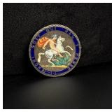 Sterling Silver and Enamel Saint George Brooch