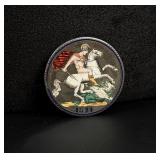 Sterling Silver and Enamel Saint George Brooch