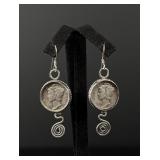 Sterling Silver Mercury Dime Earrings