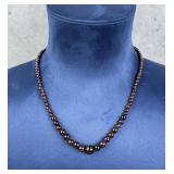 Sterling and Carved Garnett Bead Necklace