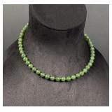 Sterling Silver and Jade Bead Necklace.