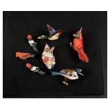Collection of Wooden Bird Brooches