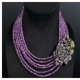 Heidi Daus Amethyst Rose Swarovski Necklace