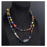 Art Deco Blown Glass Bead Flapper Necklace