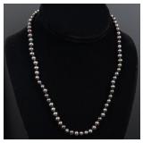 Sterling Silver Tahitian Black Pearl Necklace