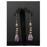Sterling Silver Amethyst Drop Earrings