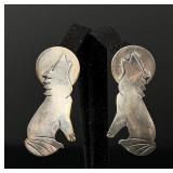 Sterling Silver Howling Wolf Earrings