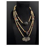 Tibetan Triple Strand Coin Necklace
