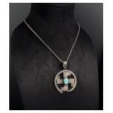 Navajo Whirling Log Sterling Turquoise Necklace