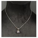 Sterling Silver Amethyst and Marcasite Necklace