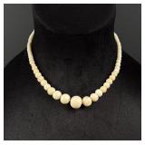 Antique Sterling Silver White Coral Necklace