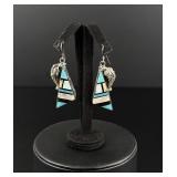 RB Zuni Sterling Silver Inlay Earrings