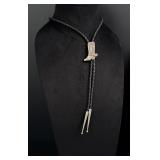 Elmer Kee Navajo Sterling Cowboy Boot Bolo Tie