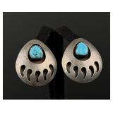 Navajo Sterling Silver Bear Claw Earrings