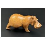 Wooden Carved African Hippopotamus