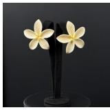 Sterling and Ivory Plumeria Flower Earrings
