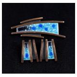 Matisse Copper Enamel Brooch and Earrings