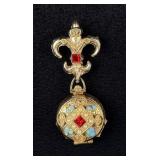 Coro Pegasus Fleur de Lis Locket Brooch