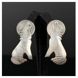 Sterling Silver Howling Wolf Earrings